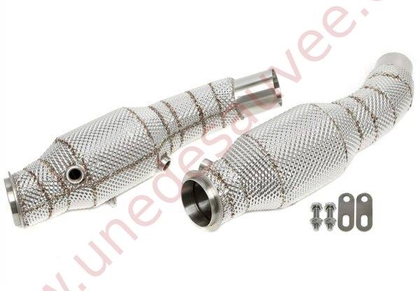 DOWNPIPE INOX AVEC PARE-CHALEUR ET CATALYSEUR 200 CELLULES 06AL004 POUR ALFA ROMEO GIULIA 952 QUADRIFOGLIO / STELVIO 949 Q4 2.9 TURBO À PARTIR DE 2015