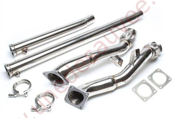 DOWNPIPE INOX SANS CATALYSEUR 63,5MM KIT 6 PIÈCES RÉFÉRENCE 06AU003 POUR AUDI S4 B5 / RS4 B5 / A6 C5 / ALLROAD C5 2.7 BITURBO 230 À 380 CH (1997-2005)