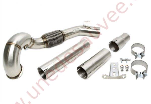 DOWNPIPE INOX SANS CATALYSEUR 76MM RÉFÉRENCE 06VW012 POUR AUDI A3 8V / SEAT LEON 5F / SKODA OCTAVIA 5E / SUPERB 3T / VOLKSWAGEN GOLF 7 AU / PASSAT B8 1.8 TSI ET 2.0 TSI 180 À 310 CH (2012-2020) HORS MODÈLES 4 ROUES MOTRICES