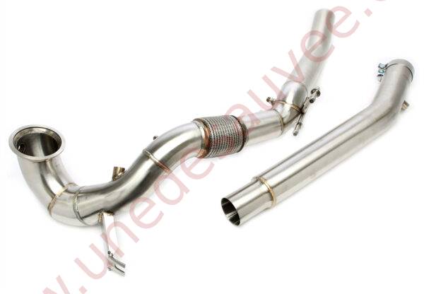 DOWNPIPE INOX SANS CATALYSEUR AVEC OPF 76MM 2 PIÈCES RÉFÉRENCE 06VW019 POUR AUDI A3 8Y / Q2 GA / Q3 F / TT 8S, CUPRA ATECA / LEON / FORMENTOR, SEAT ATECA / TARRACO, SKODA OCTAVIA NX / KAROQ / KODIAQ / SUPERB 3V, VOLKSWAGEN GOLF 8 / ARTEON / PASSAT B8 / T-ROC / TIGUAN II 2.0 TSI EA888 GEN 4 QUATTRO / AWD 190 À 333 CH (2018-)