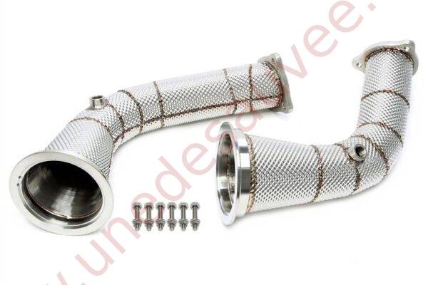 DOWNPIPE INOX SANS CATALYSEUR AVEC PARE-CHALEUR 76MM RÉFÉRENCE 06AU019 POUR AUDI RS4 B9 / RS5 B9 2.9 TFSI 450 CH (2016-)