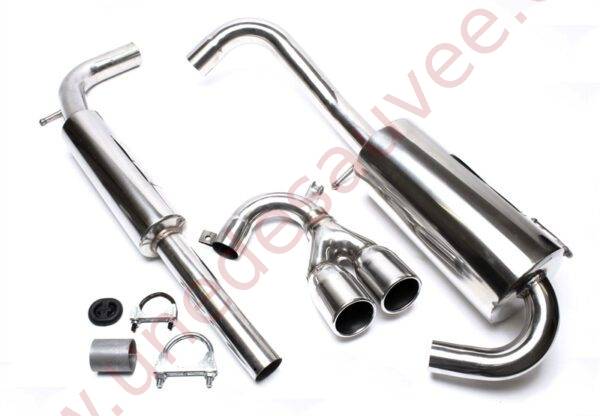 LIGNE D’ÉCHAPPEMENT SPORT INOX DOUBLE SORTIE CENTRALE RONDE 2×76 MM EVOLUMAE276 POUR VOLKSWAGEN LUPO 6X / 6E 1.4 16V / 1.4 FSI / 1.6 GTI (1998-2005)