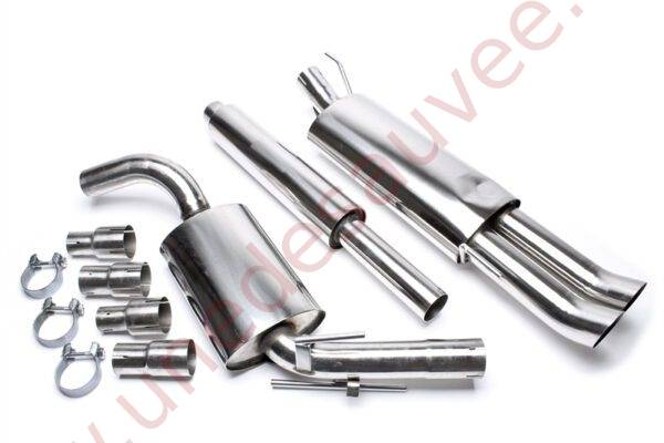 LIGNE D’ÉCHAPPEMENT SPORT INOX DOUBLE SORTIE DTM 2×76 MM EVOG3AED76 POUR VOLKSWAGEN GOLF 3 TYPE 1H / CABRIOLET TYPE 1E (1991–2002)