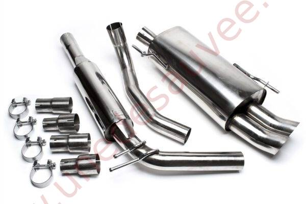 LIGNE D’ÉCHAPPEMENT SPORT INOX DOUBLE SORTIE DTM 2×76 MM EVOP4AED76 POUR VOLKSWAGEN POLO 6N 1.0 / 1.3 / 1.4 / 1.6 HORS 4MOTION (1994-1999)