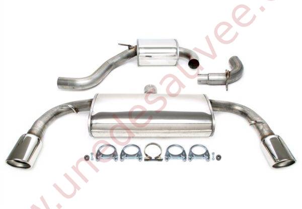 LIGNE D’ÉCHAPPEMENT SPORT INOX DOUBLE SORTIE RONDE 2×100 MM 02VW017-10D POUR VOLKSWAGEN GOLF 6 GTI 2.0 TSI 211 CH (2009–2012)