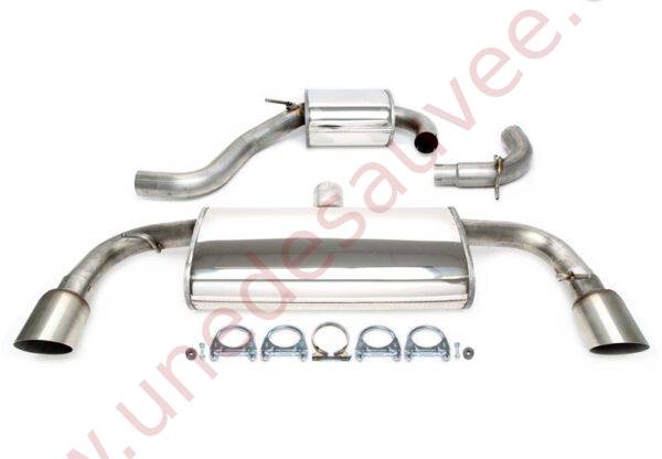 LIGNE D’ÉCHAPPEMENT SPORT INOX DOUBLE SORTIE RONDE 2×100 MM FINITION DROITE 02VW017-10DS POUR VOLKSWAGEN GOLF 6 GTI 2.0 TSI 211 CH (2009–2012)