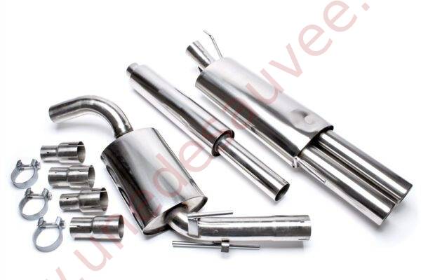 LIGNE D’ÉCHAPPEMENT SPORT INOX DOUBLE SORTIE RONDE 2×76 MM EVOG3AE276 POUR VOLKSWAGEN GOLF 3 TYPE 1H / CABRIOLET TYPE 1E (1991–2002)