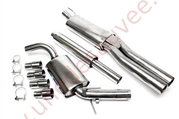 LIGNE D’ÉCHAPPEMENT SPORT INOX DOUBLE SORTIE RONDE 2×76 MM EVOG3VAE276 POUR VOLKSWAGEN GOLF 3 VARIANT / VENTO TYPE 1H HORS SYNCRO / VR6 (1991–1999)