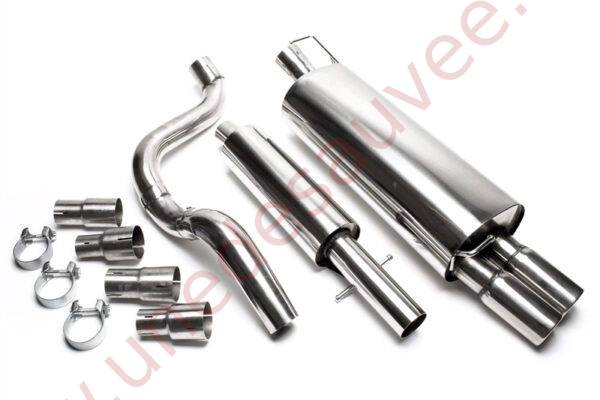 LIGNE D’ÉCHAPPEMENT SPORT INOX DOUBLE SORTIE RONDE 2×76 MM EVOG4AE276 POUR AUDI A3 8L  SEAT LEON 1M  VOLKSWAGEN GOLF 4 1J HORS QUATTRO  4X4  CUPRA  4MOTION  VARIANT (1996–2005)