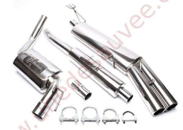 LIGNE D’ÉCHAPPEMENT SPORT INOX DOUBLE SORTIE RONDE 2×76 MM EVOP35AE276 POUR VOLKSWAGEN PASSAT B3 / B4 35I BERLINE / BREAK 1.6 / 1.8 / 1.8 GT / 1.8 16V / 2.0 / 2.0 16V HORS SYNCRO (1988-1997)