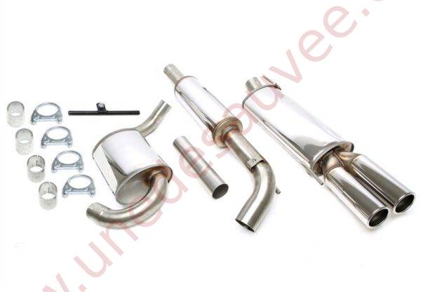 LIGNE D’ÉCHAPPEMENT SPORT INOX DOUBLE SORTIE RONDE 2×80 MM 02VW027-8 POUR VOLKSWAGEN GOLF 3 TYPE 1H HORS SYNCRO / VARIANT / CABRIOLET / 2.0 16V (1991–1997)