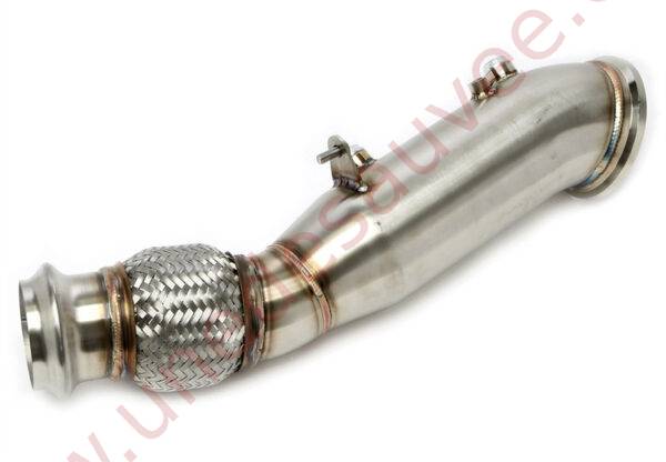 DOWNPIPE INOX SANS CATALYSEUR AVEC FLEXIBLE 75MM RÉFÉRENCE 06BM037 POUR BMW SÉRIE 1 F20 F21 LCI, SÉRIE 2 F22 F23 LCI, SÉRIE 3 F30 F31 F34, SÉRIE 4 F32 F33 F36, SÉRIE 6 G32 ET SÉRIE 7 G11 G12 MOTEUR B46 184 À 252 CH 2014-2020