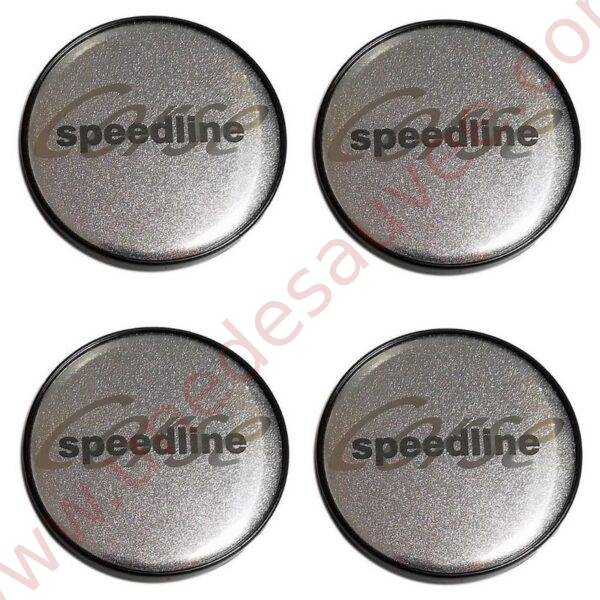 KIT DE 4 CENTRES DE ROUE ARGENT - CABOCHON DE JANTES SPEEDLINE SL675 POUR RENAULT CLIO 2.0 WILLIAMS RENAULT CLIO 16S / 16V