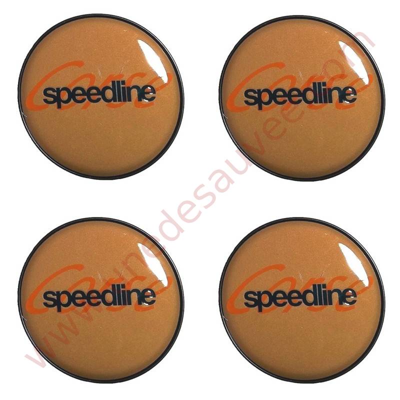 KIT DE 4 CENTRES DE ROUE OR - CABOCHON DE JANTES SPEEDLINE SL675 POUR RENAULT CLIO 2.0 WILLIAMS