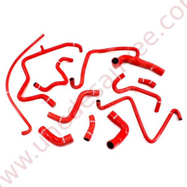 KIT DE 11 DURITES D'EAU EN SILICONE ROUGE POUR PEUGEOT 205 TURBO DIESEL