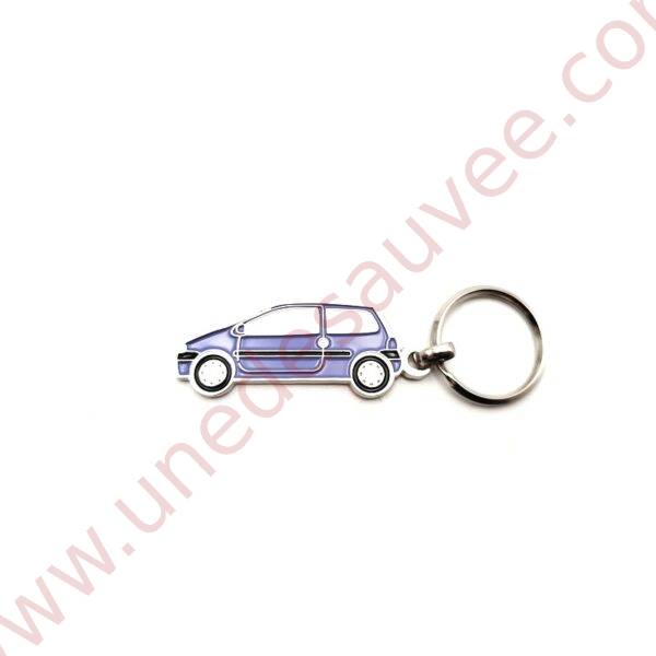 PORTE-CLEFS EN METAL RENAULT TWINGO DE COULEUR BLEU OUTREMER PEINTURE STYLE EMAILLEE