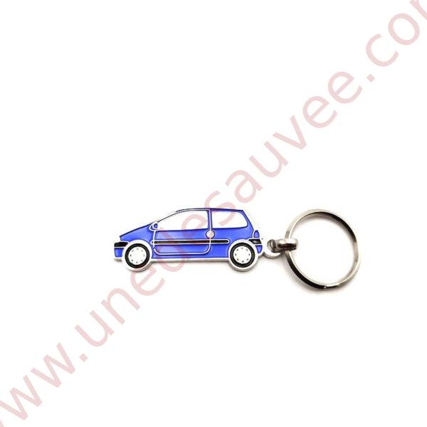 PORTE-CLEFS EN METAL RENAULT TWINGO DE COULEUR BLEU ROY PEINTURE STYLE EMAILLEE
