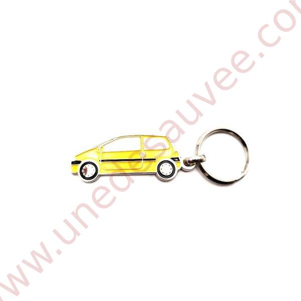 PORTE-CLEFS EN METAL RENAULT TWINGO DE COULEUR JAUNE INDIEN PEINTURE STYLE EMAILLEE