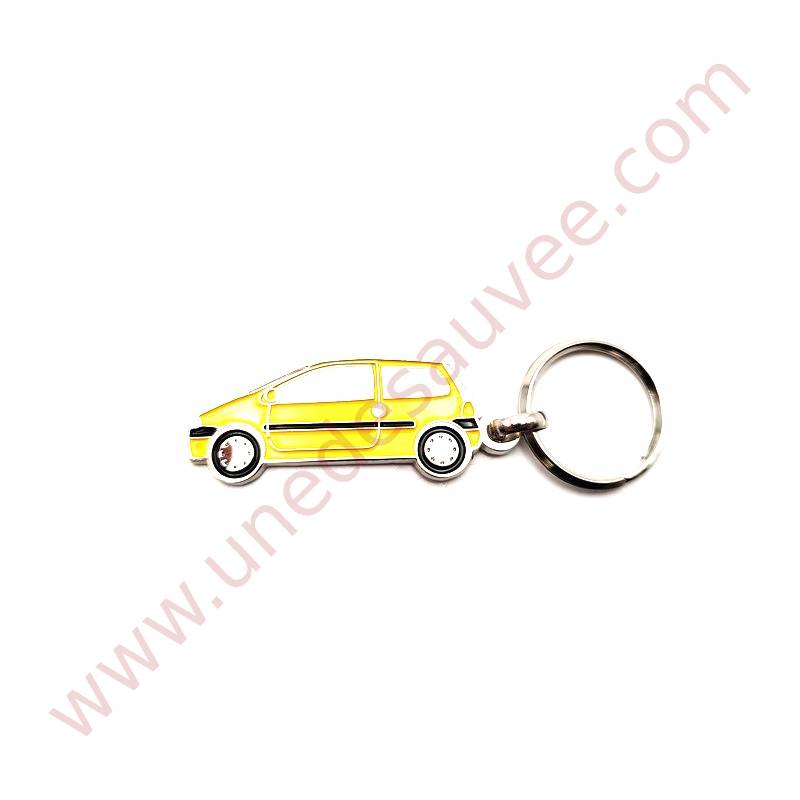 PORTE-CLEFS EN METAL RENAULT TWINGO DE COULEUR JAUNE INDIEN PEINTURE STYLE EMAILLEE