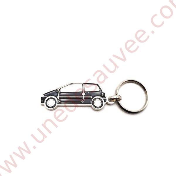 PORTE-CLEFS EN METAL RENAULT TWINGO DE COULEUR NOIR NACRE PEINTURE STYLE EMAILLEE