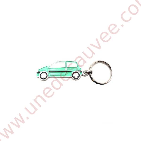 PORTE-CLEFS EN METAL RENAULT TWINGO DE COULEUR VERT CORIANDRE PEINTURE STYLE EMAILLEE