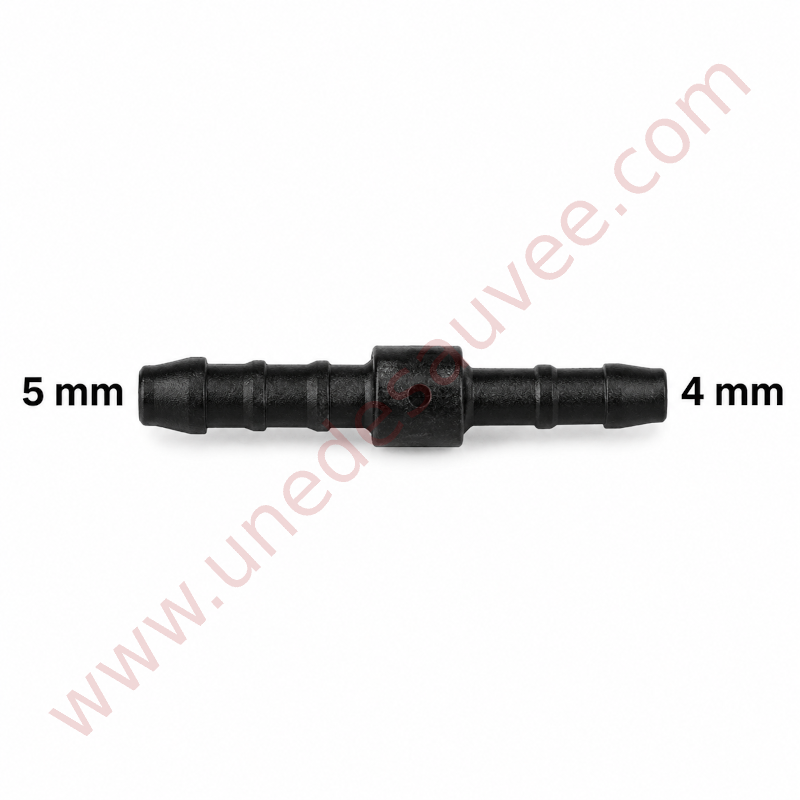 RACCORD DROIT UNIVERSEL TUYAU / DURITE LONGUEUR 40 MM - DIAMÈTRE 5 - 4 MM