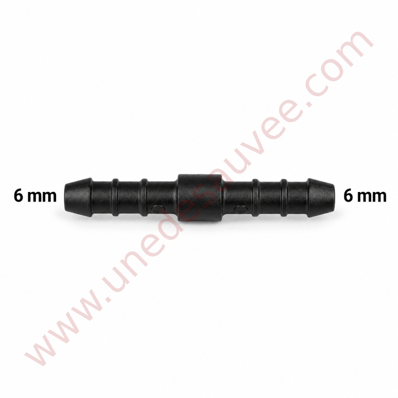 RACCORD DROIT UNIVERSEL TUYAU / DURITE LONGUEUR 50 MM - DIAMÈTRE 6 MM