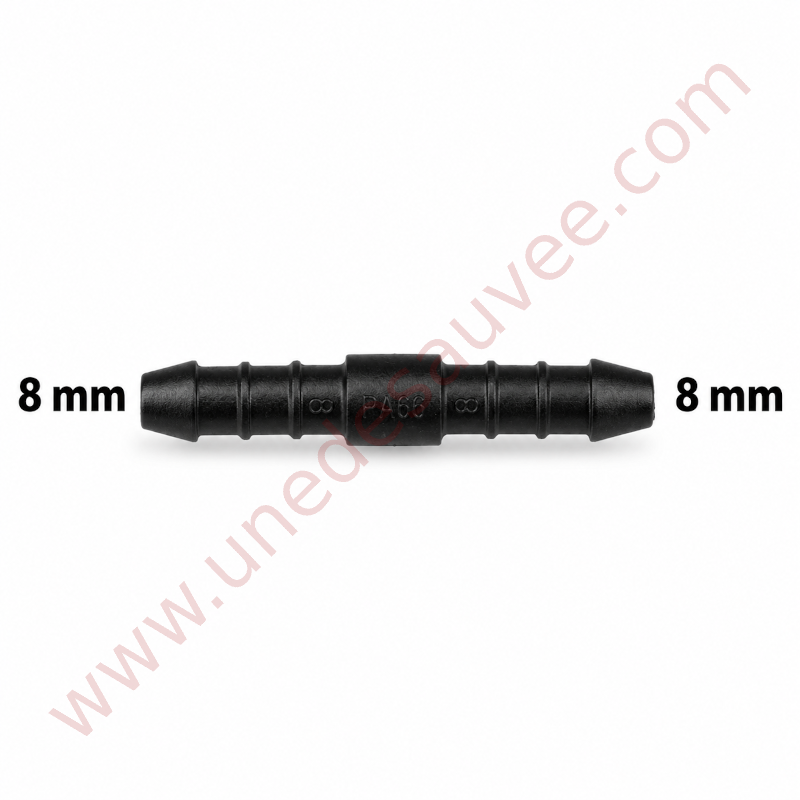 RACCORD DROIT UNIVERSEL TUYAU / DURITE LONGUEUR 55 MM - DIAMÈTRE 8 MM