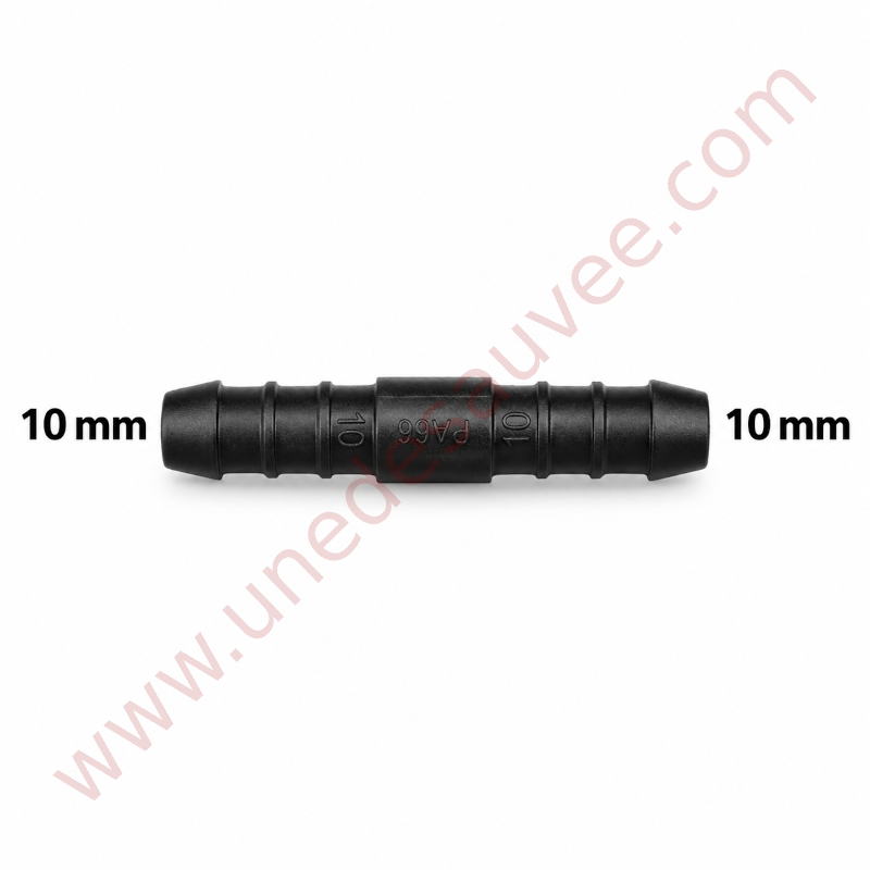 RACCORD DROIT UNIVERSEL TUYAU / DURITE LONGUEUR 60 MM - DIAMÈTRE 10 MM