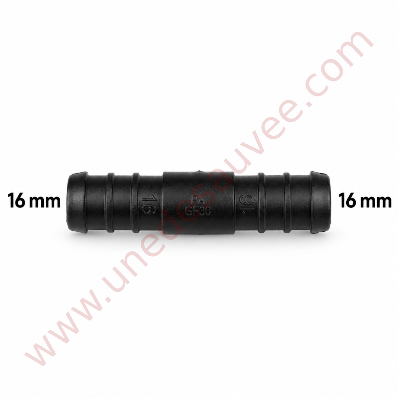 RACCORD DROIT UNIVERSEL TUYAU / DURITE LONGUEUR 70 MM - DIAMÈTRE 16 MM