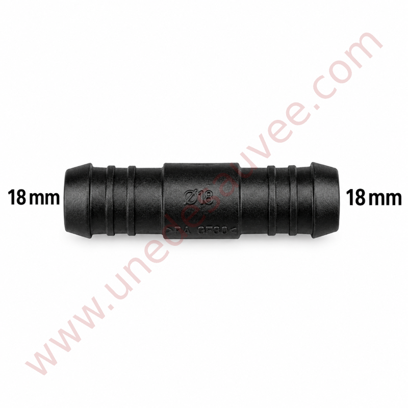 RACCORD DROIT UNIVERSEL TUYAU / DURITE LONGUEUR 70 MM - DIAMÈTRE 18 MM