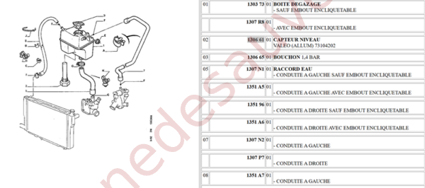 VASE D'EXPANSION POUR REFROIDISSEMENT EAU MOTEUR EN ALUMINIUM GRIS POUR PEUGEOT 205 D TURBO