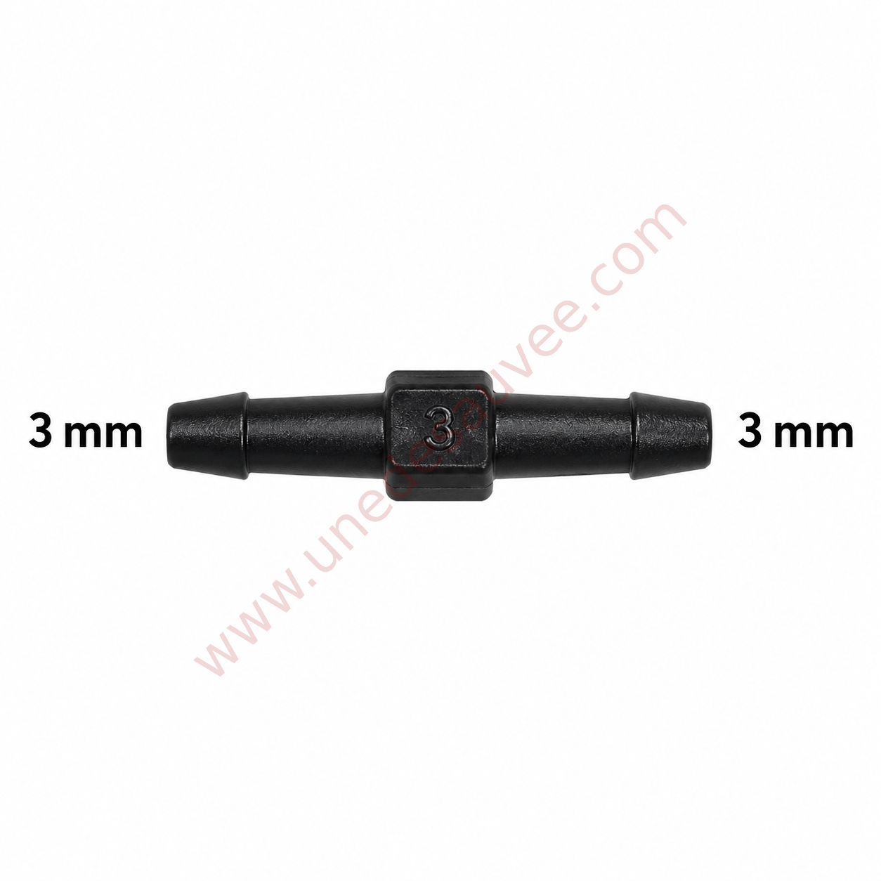 RACCORD DROIT UNIVERSEL POUR TUYAU ET DURITE, LONGUEUR 25 MM, DIAMÈTRE 3 MM